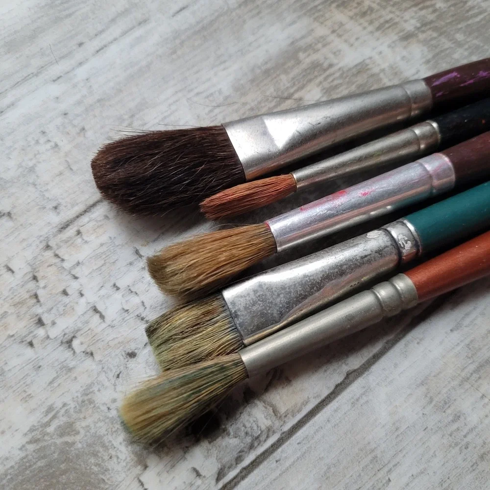 Vintage Pro Artist Brush Lot: (4) M. Grumbacher NY USA Winsor Newton Sceptre 101